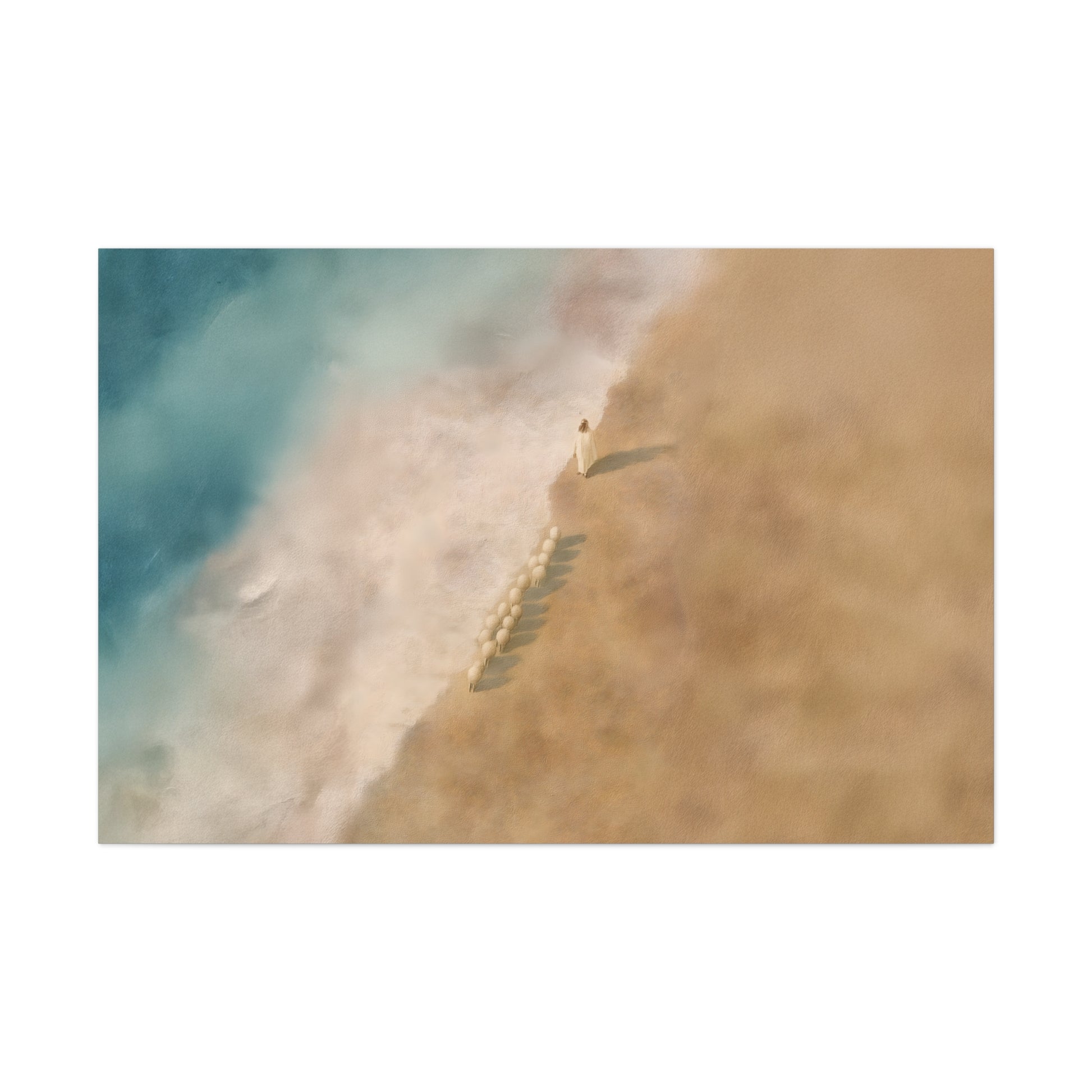 Aerial view of a winding road along a coastline with a person walking on the road.